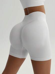 Quần short cạp cao ôm sát, quần short bó sát không nâng ngực, quần short đạp xe, quần short ôm dáng. - trắng - Xem 6
