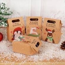 24 Pcs Christmas Kraft Gift Boxes, Kraft Paper Gift Boxes Bags Gift Wrap Bags Candy Boxes, Christmas Cookie Goodies Treat Party Paper Boxes Bags For Xmas Party Fillers