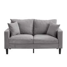 57 " High Resilience Loveseat Sofa, Wooden Frame 2 Seat Sofa, Comfy , Small Space Saving Modern Upholstered Sofa, Living Room Bedroom Apartment Small Space - 淺灰色 - 查看 6