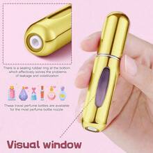One 5ml Perfume Refillable Bottle Travel Suit, Bottom Press Type, Reusable Perfume Spray Bottle, Similar To Lipstick Shape, With Visible Window, Convenient For Travel And Air Travel - 金色 - 查看 5