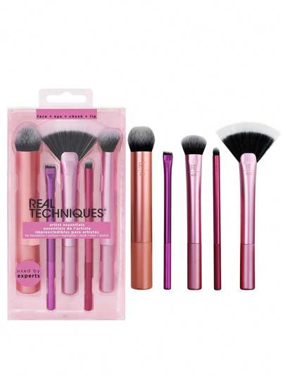 Real Techniques Artist Essentials Makeup Brush Set, For Foundation, Blush, Highlighter, Eyeshadow, & Liner, Professional Makeup Tools, Synthetic Bristles, Vegan & Cruelty-Free, 5 Pieces Set