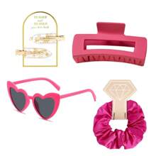 伴娘礼盒4件套，包括伴娘发夹、伴娘发箍、伴娘太阳镜，新娘派对礼物，丝缎柔软发饰，伴娘婚礼礼物，女士（绿色） - 4pcs - 查看 8