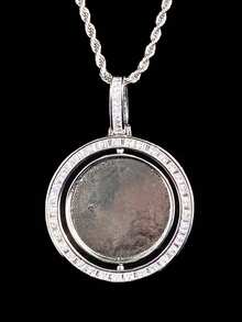 DUBSS 1 件装法棍形旋转定制照片项链吊坠，男士镀金嘻哈饰品 - 圓形 - 查看 4