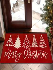 1 件全新圣诞节 - 圣诞快乐 - 圣诞节 - 圣诞装饰 - 圣诞树门垫地毯 - 900g/m2 柔软天鹅绒，可机洗，耐用，防污，快干，适用于室内/室外门垫、家居装饰、房间装饰、卧室地毯、厨房地毯、摄影、道具、户外装饰礼品、节日礼品、地毯，四季皆宜
