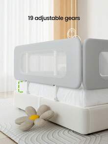 80cm/31.5in Babybbz Portable Bed Fence, One Side Free Of Installation, Baby Fall Protection Fence, Bedside Baby Guard, One Side Available