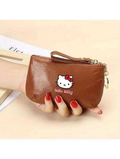 Sanrio Cartera mini de Hello Kitty de Sanrio con diseño de dibujos animados, de piel sintética, con cierre de cremallera, con llavero, estilo compacto para mujer, portacartas, regalo de cumpleaños, regalo de aniversario, estilo juvenil de negocios para mujer, regalo de San Valentín, regalo de cumpleaños, regalo de pareja, bolso de mujer, artículos esenciales para el campus y la residencia, suministros para volver a la escuela, cartera de mujer de estilo casual de negocios, cartera compacta