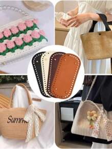 1 pieza/3 piezas Fondo de bolso a ganchillo, cojín de fondo de bolso, cojín ovalado de PU para fondo de bolso con agujeros para hacer bolsos y carteras, base ovalada tejida a mano para bolso, soporte de fondo de bolso de PU, placa de fondo ovalada DIY para bolso, herramientas de ganchillo 22*10cm de largo para fondo de bolso de punto, base de bolso de PU hecho a mano con agujeros, accesorios para fondo de bolso de ganchillo DIY
