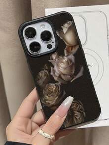 WeiMi 1pc Fashionable White Rose Pattern Waterproof Anti-Fall Anti-Slip Soft Phone Case Protective Cover Compatible With Apple, And Phones - Multicolor - View 3