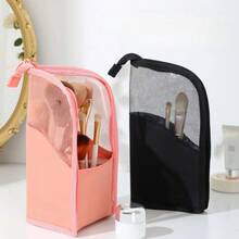 Makeup Brush Storage Bag Eyebrow Pencil Cosmetic Toiletry Bag Multi-Kinetic Portable Hand-Held Cosmetic Bag Women's Storage - Hồng - Xem 1