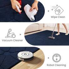 Treeboy Modern Fluffy Rugs Living Room 200x300, 3D Grey Area Rugs For Bedroom, Modern Design Extra Large Rugs For Living Room, Machine Washable Anti Slip Fluffy Rug Shaggy Rug Cream Rug Carpets Mat For Kids Room Bedroom - 藏蓝色 - 查看 4