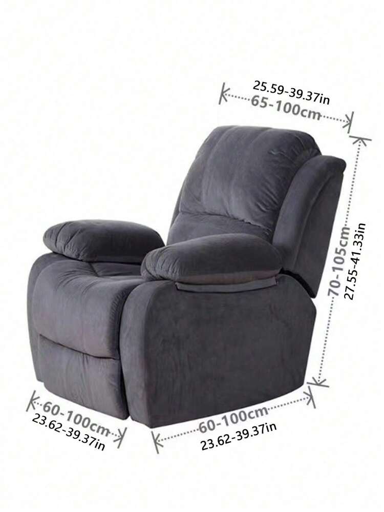 Plain Stretchy Recliner Cover, Dark Grey Polyester Recliner Slipcover, For Home