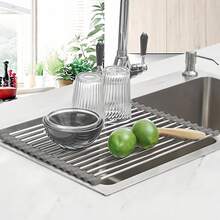 1pc Sink Drying Rack, Retractable Dish Drying Rack Over Sink, Stainless Steel Dish Drying Rack, Foldable Dish Drainer, Gray S-Shaped Dish Rack, Foldable Dish Drying Rack, Stainless Steel S-Shaped Dish Rack, Foldable Dish Drainer, Gray, Stainless Steel Sink Dish Drying Rack, 304 Stainless Steel Retractable Dish Drying Rack, Foldable Dish Drainer, Mildew-Resistant Silicone Storage Rack, Kitchen Storage Rack, Dish Rack