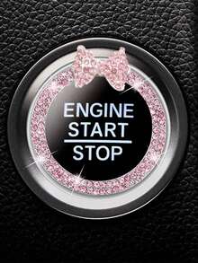 1pc Car One Click Start Decoration Circle Double Row Crystal Bowknot Fire Ring Ignition Switch Button Decoration - one-size - View 17