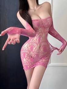 Women Sexy Lingerie Fishnet Bodystocking Lingerie Sexy Footless Stockings Sleeveless Lace Bodysuit Halterneck One Piece Pantyhose Bikini Cover-Up