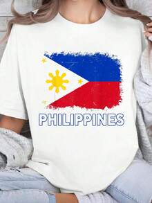 Filipino-Shirt Toddler Filipina Girl Kid Men Philippine Flag T-Shirt Graphic Tees Women 100%Cotton Women Clothing Summer Tops Round Neck T Shirt Summer Outfits For Women Tops For Women White T Shirt - 白色 - 查看 1
