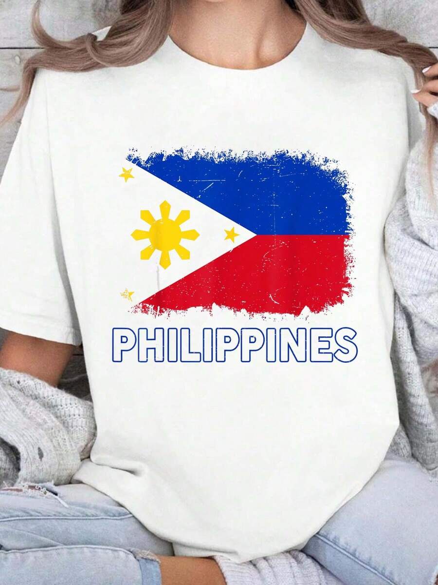 Filipino-Shirt Toddler Filipina Girl Kid Men Philippine Flag T-Shirt Graphic Tees Women 100%Cotton Women Clothing Summer Tops Round Neck T Shirt Summer Outfits For Women Tops For Women White T Shirt - 白色 - 查看 1