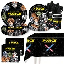 Star Wars 61pcs Star Wars White Warrior Disposable Paper Plates, Party Supplies, Disposable Party Plates, Birthday Parties, Party Decoration Gifts, Star Wars Party Supplies, Including Plates, Napkins, Party Decoration Tablecloths, Birthday Party Decorations