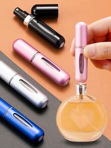 One 5ml Perfume Refillable Bottle Travel Suit, Bottom Press Type, Reusable Perfume Spray Bottle, Similar To Lipstick Shape, With Visible Window, Convenient For Travel And Air Travel, Suitable For Family And Friends' Birthday Gifts, Holiday Gifts, Convenient For Travel - Gold - View 2