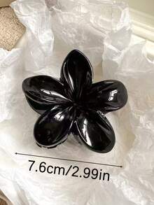 4个/1个 7.6厘米/2.99英寸芙蓉花造型塑料发爪夹，黑色、白色、彩色、酒红色可选，轻巧，适合日常佩戴、休闲、派对、通勤、海滩、度假、扎马尾辫、盘发、洗脸、化妆等场合，是冬季发饰的理想之选。 - 彩色 - 查看 3