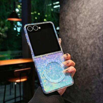 Diamond Patterned Glitter Glossy Gradient Rainbow Color Compatible With Samsung Galaxy Z Flip7 Z Flip6 Z Flip5 Z Flip4 Case