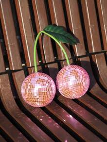 Kirsch Discokugel Dekoration für Wand und Zuhause, hängende Kirsch Discokugel, rosa Frucht Disco Dekoration (rosa), perfektes Geschenk für Geburtstag, Abschluss, Weihnachten, Weihnachtsdekoration, Halloween, Schlafzimmerdekoration
