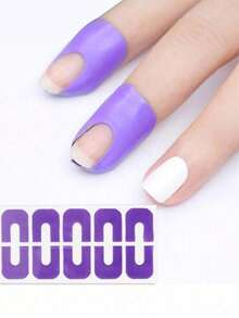 1pcs U-Shaped Nail Polish Protector Film - Disposable Anti-Overflow Stickers For Nail Art, Prevents Smudges & Mess, Perfect For DIY Manicures At Home & Salon Use - Màu tím - Xem 2