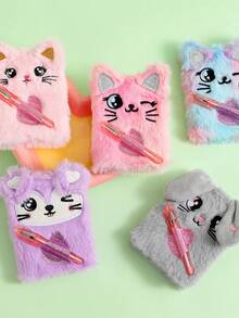 1 st barns söt katt och hund mini anteckningsbok med pennficka bärbar liten dagbok student presentbok