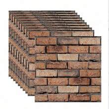 10Pcs Self-Adhesive Wall Stickers Waterproof PVC Brick Wallpapers Removable Wall Art Murals For DIY Home Living Room Decor - Brown - View 1
