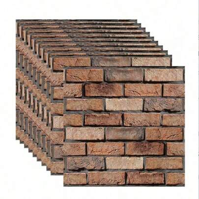 10pcs Self-Adhesive Waterproof PVC Brick Pattern Wallpaper Removable Wall Stickers Art Mural, Suitable For DIY Home Living Room Decor