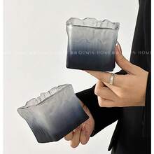 Estilo Ins Moda Clásica Creativa Hogar Dormitorio Hotel Oficina Cenicero de Cristal Glaciar Cenicero de Alta Gama Nicho Creativo Oficina Hogar Sala de Estar Ornamentos Hogar Oficina Cenicero (2 Piezas)