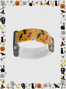 1pc Orange Base Black Spider Soft Elastic Breathable Comfortable Wristband Replacement Watch Band Compatible With Samsung, Garmin, Honor Smartwatches, Apple Watch 38mm 40mm 41mm 45mm 44mm 42mm 49mm, Fashionable Casual Multi-Color Silicone Band Compatible With Apple Watch Ultra Series SE/10/9/8/7/6/5/4/3/2/1