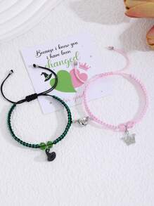 ZIRUISP 1 对邪恶女巫启发友谊手链，邪恶女王王后公主玻璃串珠首饰，极简主义 Y2K 风格，适合音乐节、四季礼物、情人节礼物 - 1對皇冠女巫帽串珠手鍊 - 查看 22