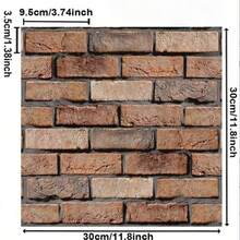 10Pcs Self-Adhesive Wall Stickers Waterproof PVC Brick Wallpapers Removable Wall Art Murals For DIY Home Living Room Decor - Brown - View 6
