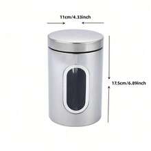 3pcs tarros herméticos de acero inoxidable para té caramelos café especias juegos de tarros cocina almacenamiento hermético organizador multifuncional resistente elegante fácil limpieza - Plateado - Ver 4