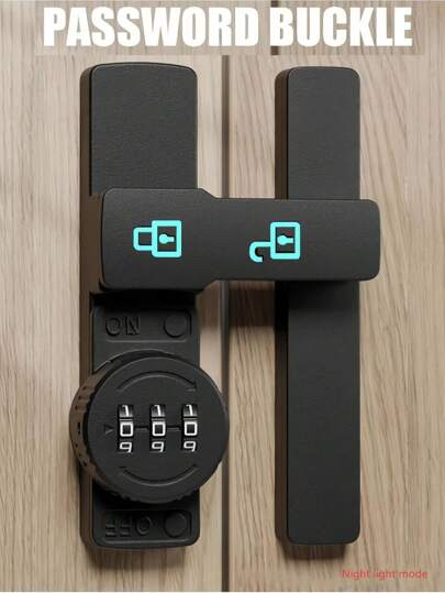 1 件锌合金密码锁和闩锁，180 度滑动谷仓门锁，带 3 位数密码锁和夜光指示灯，适用于主门、车库、窗户、浴室、卧室、橱柜