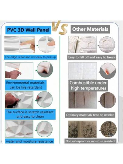 NKEN Art 3D PVC Wand Panels In Diamond .11.8 11.8"/19.7*19.7" Matt White/Black/Pink Material, Odorless, Lightweight, Easy To Install, Fire Resistant, Waterproof Moisture Proof, ation Homes, Rooms, Bathrooms, Bedrooms, Living Rooms.. ations. ,Wallpaper Adhered The Becomes Art. view 5