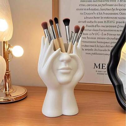 2pcs Minimalist Makeup Brush Holder Vase, Cosmetic Storage Box, Desktop Organizer, Suitable For Desk, Room, Living Room, Party Decor, Adult Party Gift, Women's Gift, Christmas Gift