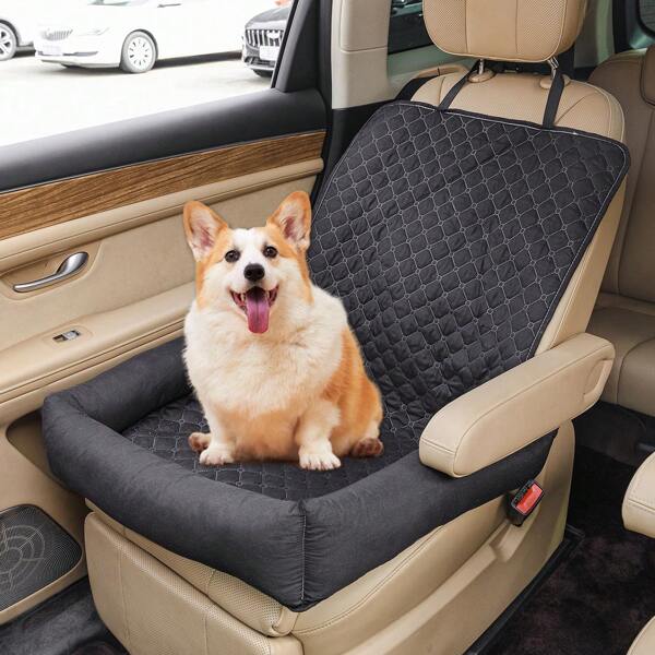 1 stuk effen geruit autostoelkussen voor huisdieren, anti-vuil antislipmat voor katten en honden