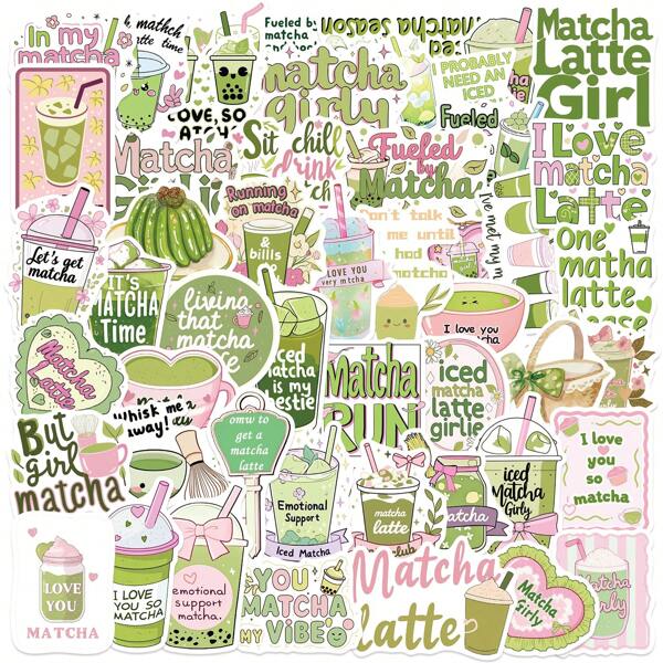 50pcs Matcha Girl Creative Graffiti Stickers Decoration Phones, Books, Water Cups, Notebooks, Helmets, Creative Waterproof Gift Decals