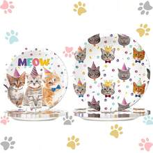10 szt. talerzyków 7-calowych/9-calowych z motywem kota, talerzyki na przyjęcie urodzinowe z kotem, zastawa stołowa na imprezę z motywem kota, odpowiednie na przyjęcia urodzinowe, spotkania rodzinne, pikniki na świeżym powietrzu