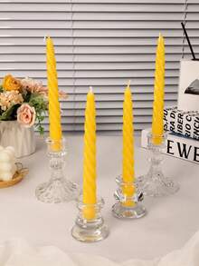 4pcs Spiral Long Bar Aromatherapy Candles, Yellow Scented Twisted Candle Set, 7.2in Candles For Home Decoration, Kitchen, Bedroom, Halloween, Christmas Atmosphere Home Decoration Gifts