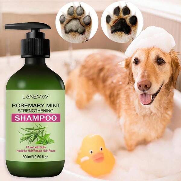 300ml Shampoo per cani al rosmarino, idratante biologico a base vegetale, utilizzato per forfora, allergie, prurito, secchezza e pelle sensibile nella toelettatura dei cuccioli