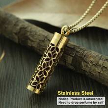 Golden Aromatherapy Necklace Diffuser Pendant Stainless Steel Locket Aroma Perfume Oils Essential Oil Diffuser Pendant Necklace Stainless Steel Jewelry Locket Necklaces Couple Men Punk Pendants Necklaces - Gold - View 23