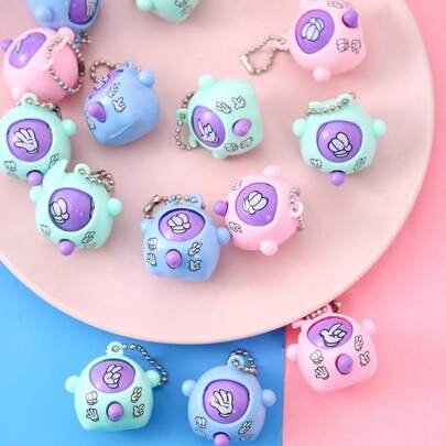 5/10 piezas Llaveros con juego de piedra, papel o tijera en miniatura y lindos, juguetes interesantes, llaveros, decoración para billetera o mochila, alivio de estrés, recuerdos de fiesta, regalos para amigos, regalos de regreso a clases, colores aleatorios