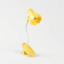 1个迷你可调节角度铃兰花形LED阅读灯，带夹子，桌面装饰迷你台灯，夜间护眼阅读灯（含电池），床头阅读灯