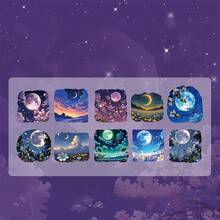 Conjunto de adesivos com tema romântico de céu estrelado, 10 unidades/pacote, adequado para presentes, escritório, casa, marcação, etiquetas, salas de aula, brinquedos, diários de estudantes, materiais criativos para decoração vintage faça você mesmo