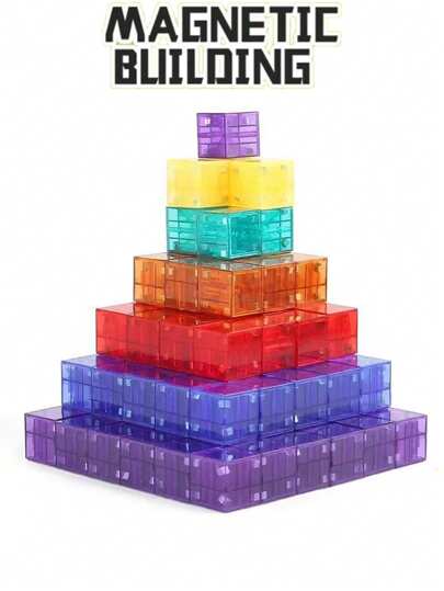 Magnetic Building Block Set - STEM Sensory Cubes, Suitable For Children, My Magnetic Puzzle Construction, Halloween And Christmas Birthday Gift Toys (Random Color Pattern Style) Magnetic Blocks Toddler Toys, Translucent Building Blocks Toys, Preschool STEM Magnet Sensory Montessori Toys For 3 4 5 6 Year Old Boys Girls