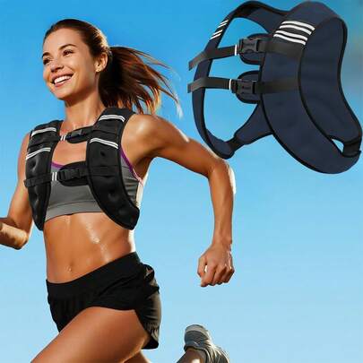 6/10lbs Weighted Vest - Unisex, With Reflective Strips, Suitable For Strength Training, Running And Other Fitness Activities