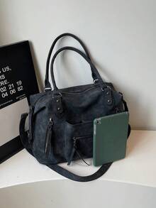 Women's New Fashionable High-End Commuter Tote Bag, Versatile Large Capacity Shoulder Bag - Black - View 5