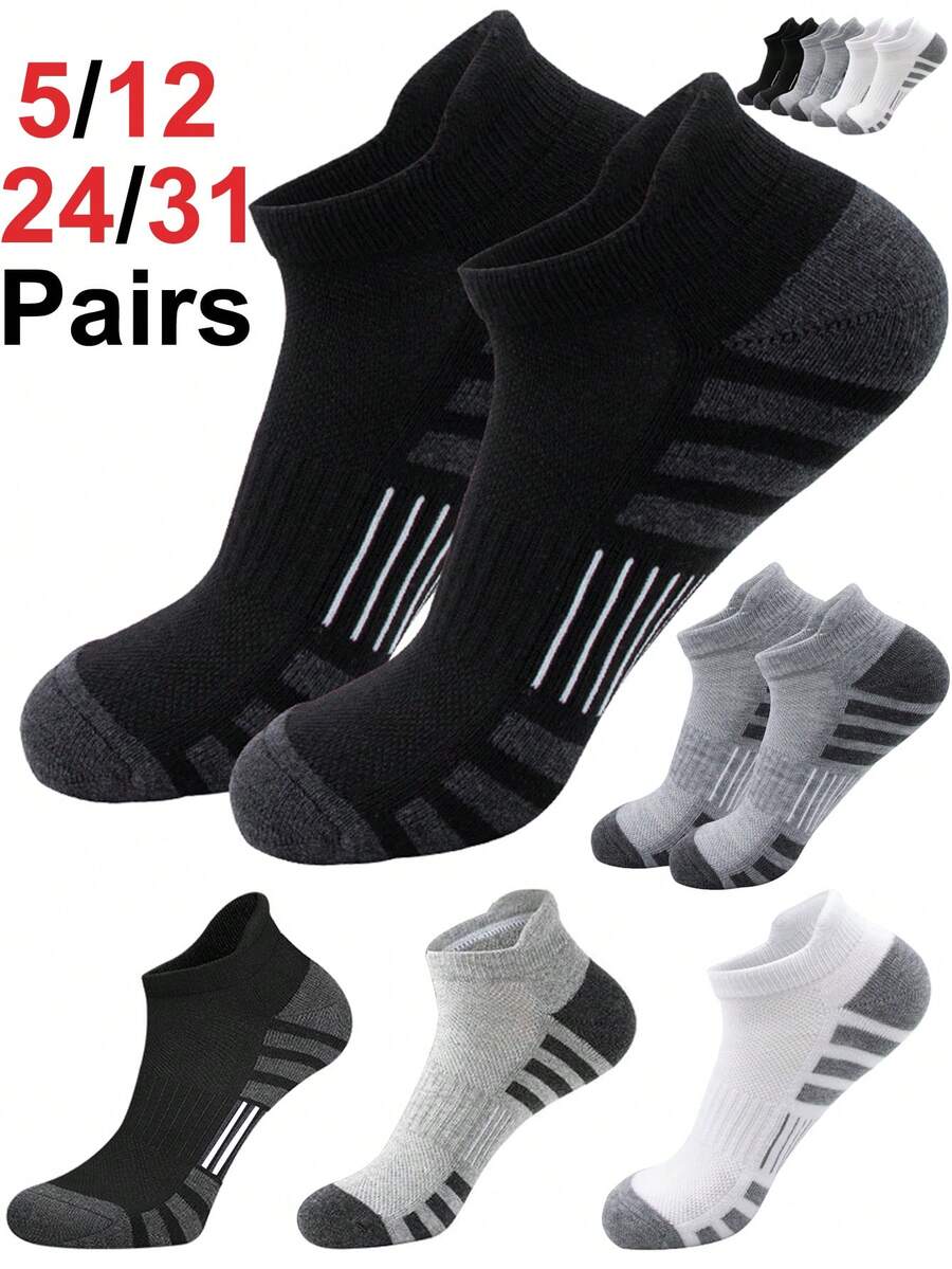 31Pairs Ankle Athletic Running Socks Cushioned Breathable Low Cut Sports Tab Socks For Men And Women
